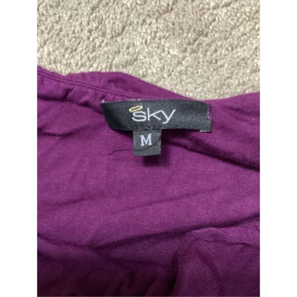 New. SKY purple Grecian style dress with leather. Normally $224. Medium - Picture 9 of 9